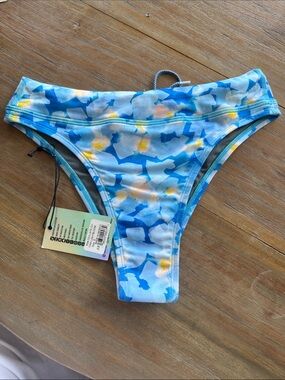 Jolyn Clothing Blue, White & Yellow Floral Bikini Bottom Zoe